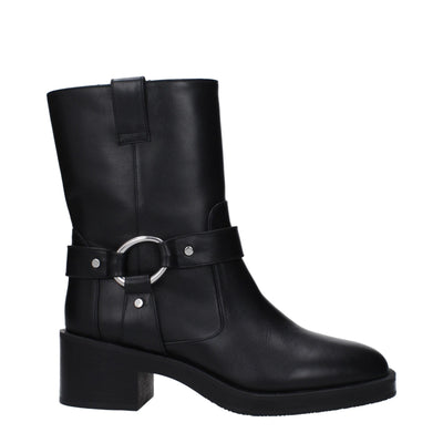Stuart Weitzman Schwarze Lederstiefeletten
