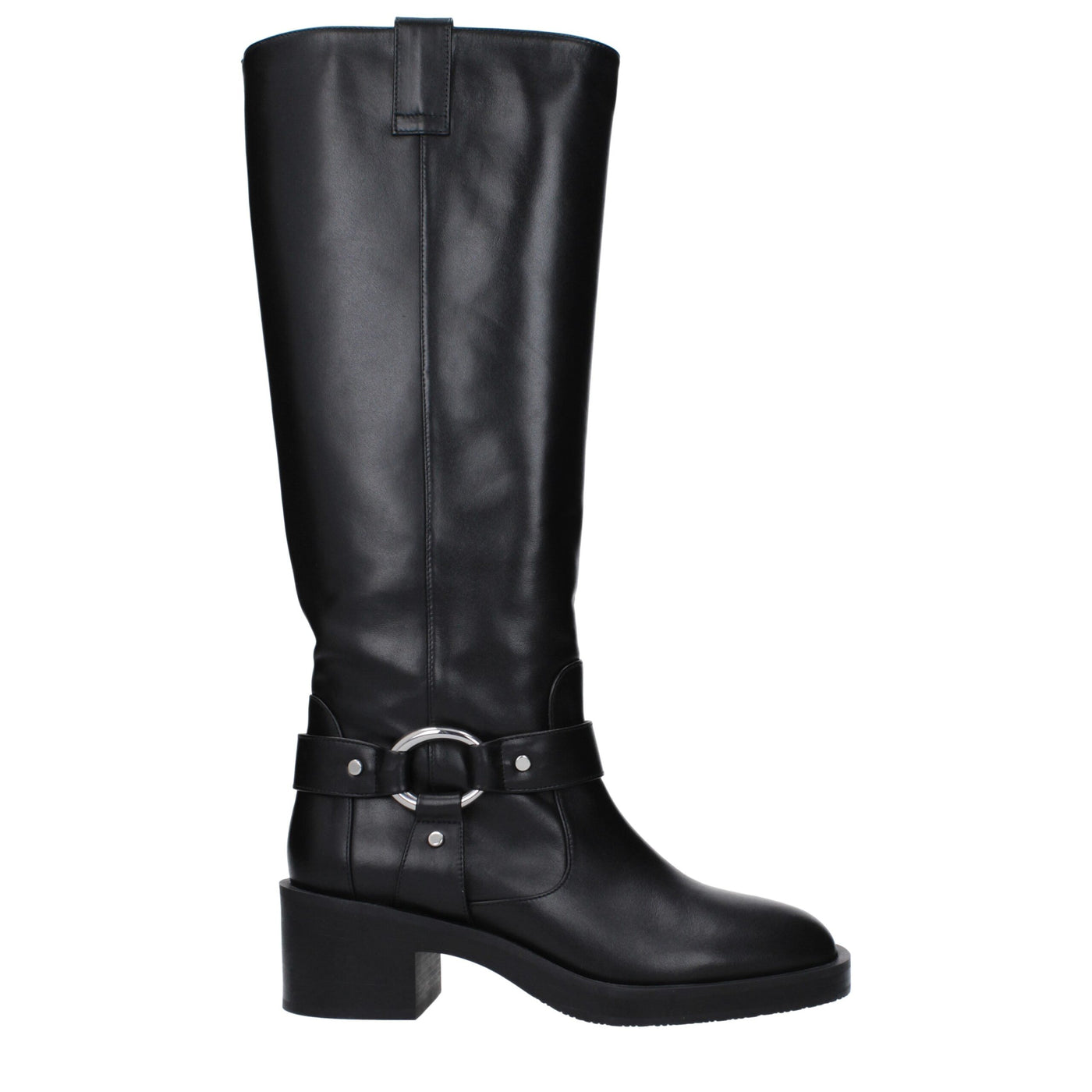 Stuart Weitzman Schwarze Lederstiefel mit hohem Absatz