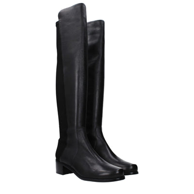 Stuart Weitzman Schwarzes Leder Over The Knee