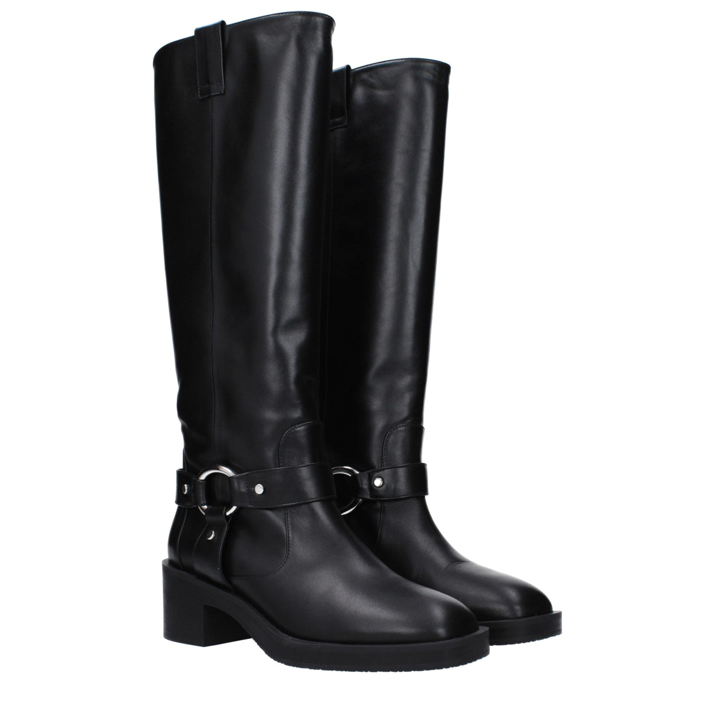 Stuart Weitzman Schwarze Lederstiefel mit hohem Absatz