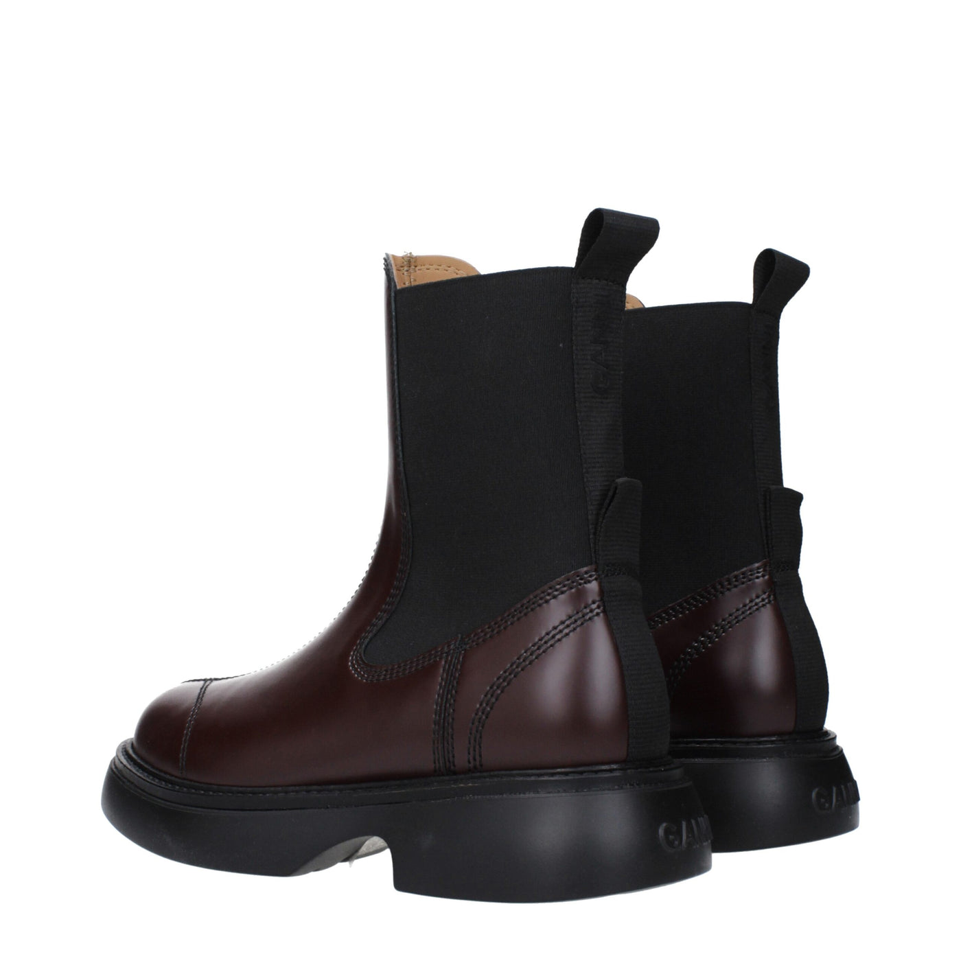 Ganni Braune Lederstiefeletten