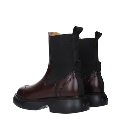 Ganni Braune Lederstiefeletten