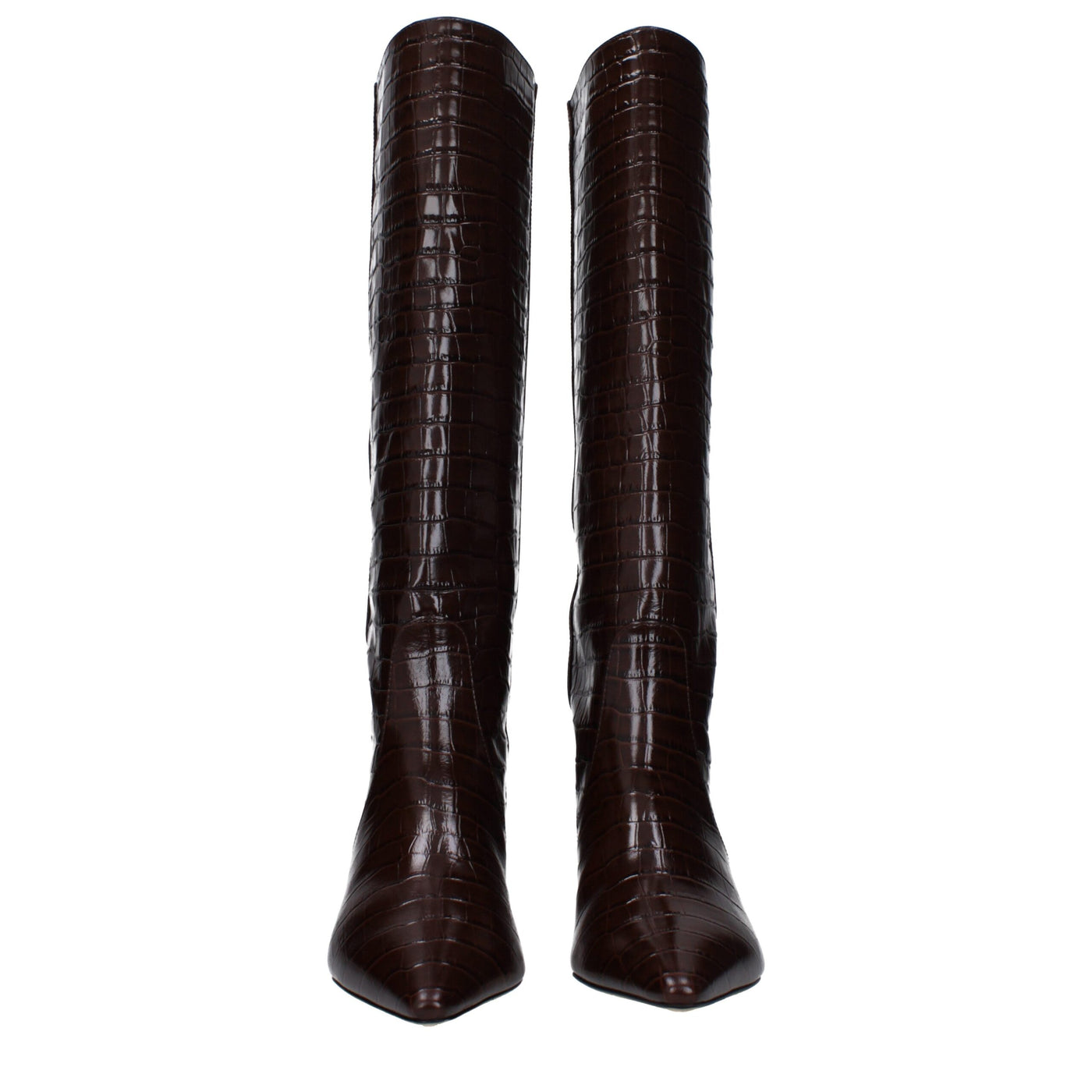 Stuart Weitzman Braune Lederstiefel mit hohem Absatz
