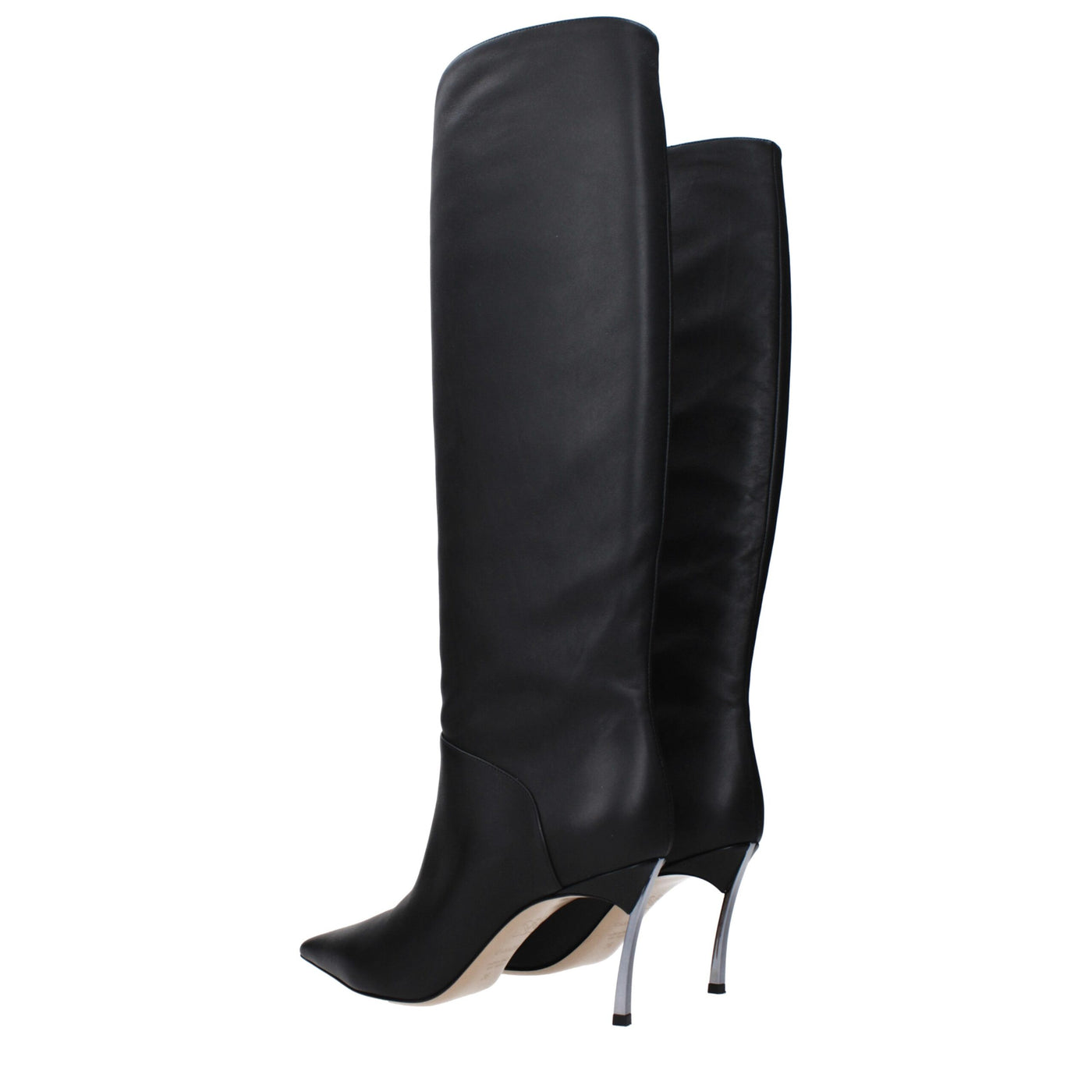 Casadei Schwarze Lederstiefel mit hohem Absatz