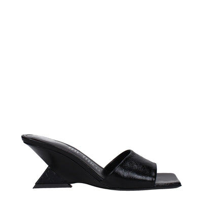 The Attico Flache Sandalen aus schwarzem Leder