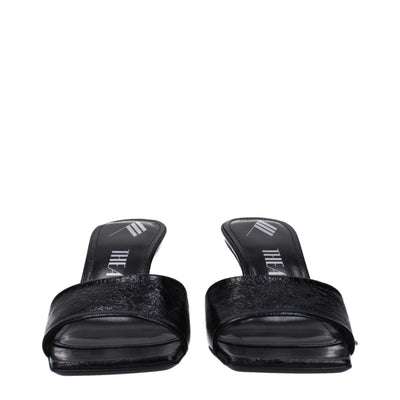 The Attico Flache Sandalen aus schwarzem Leder
