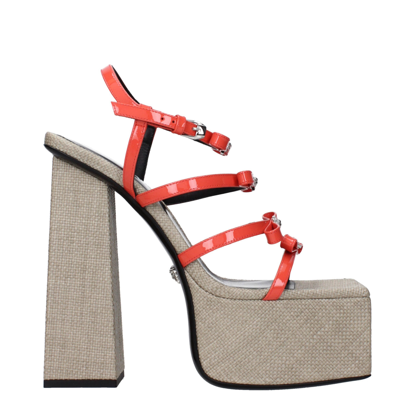 Versace Orangefarbene Leder-Plateaus
