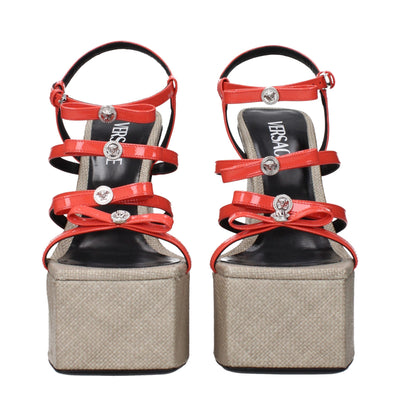 Versace Orangefarbene Leder-Plateaus
