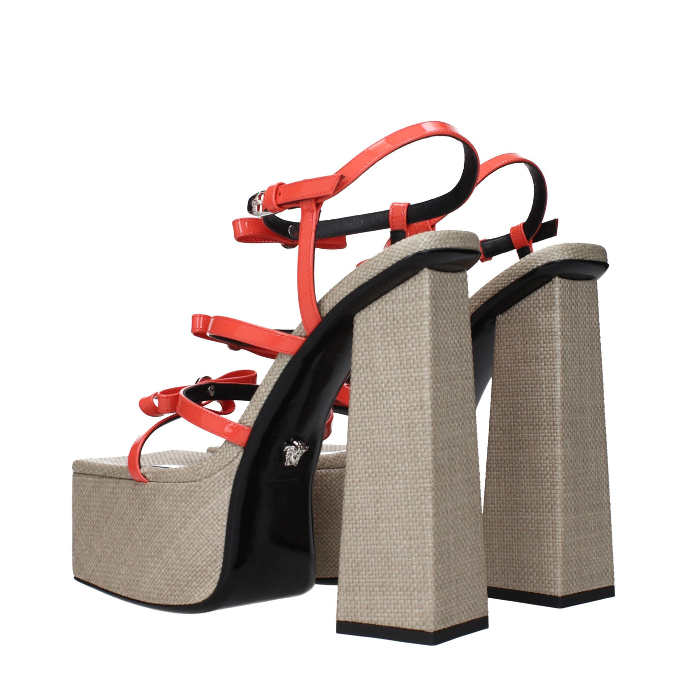 Versace Orangefarbene Leder-Plateaus