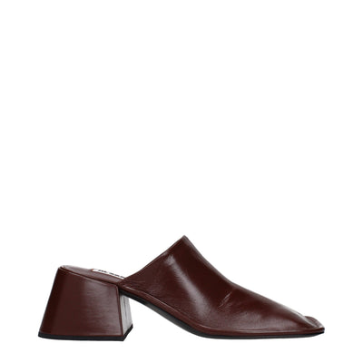 Jil Sander Rote Leder-Pantoletten