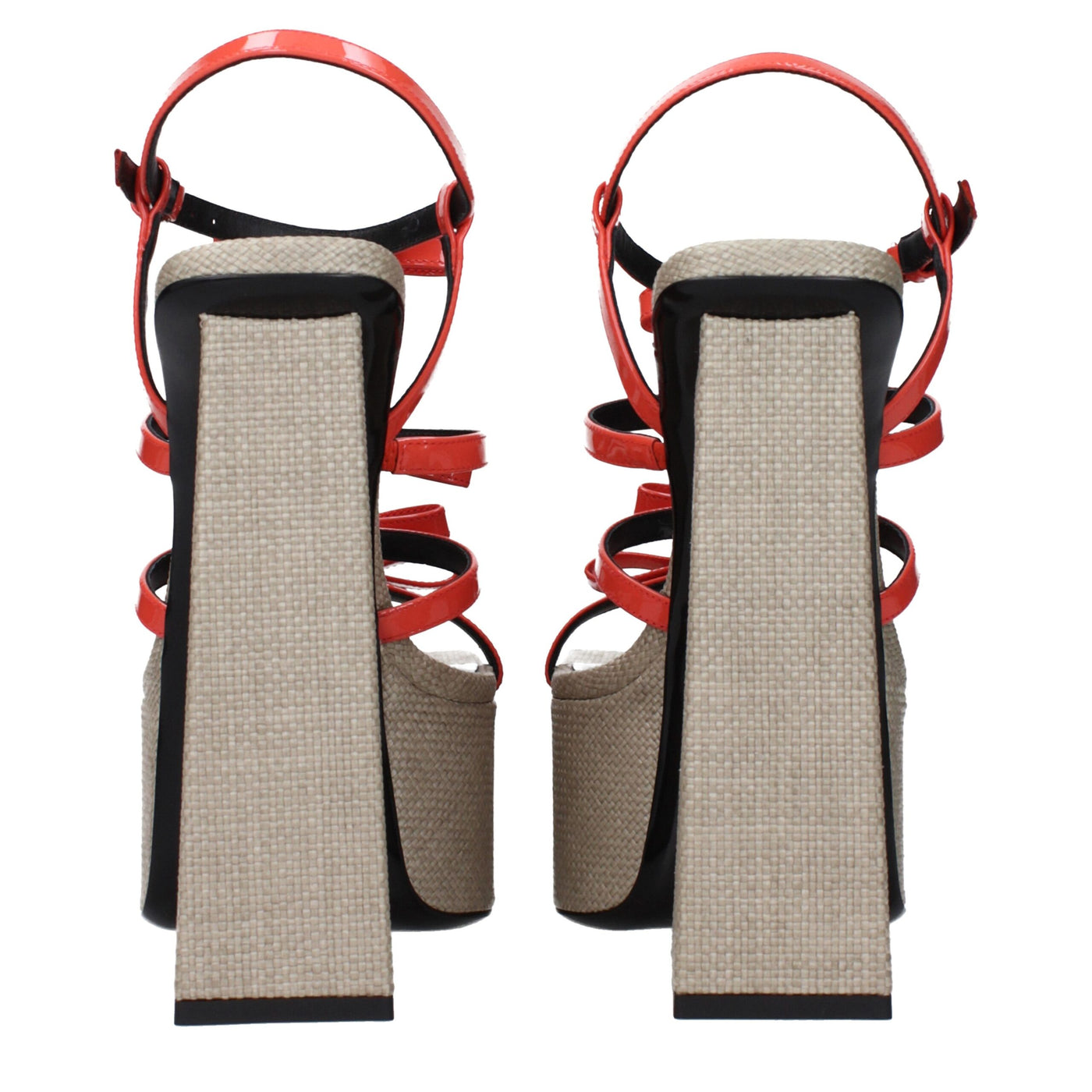 Versace Orangefarbene Leder-Plateaus