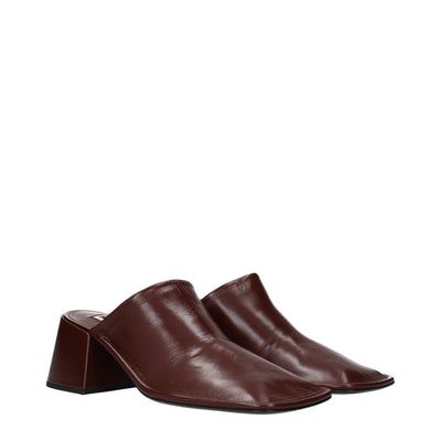 Jil Sander Rote Leder-Pantoletten