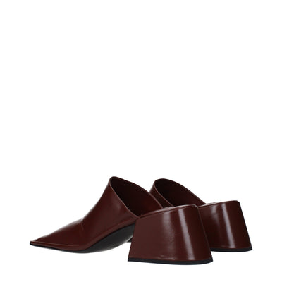 Jil Sander Rote Leder-Pantoletten