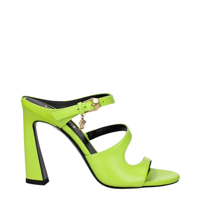 Versace Grüne Leder Stiletto Heels Sandalen