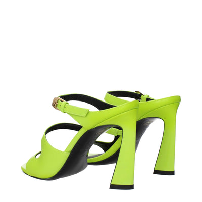 Versace Grüne Leder Stiletto Heels Sandalen