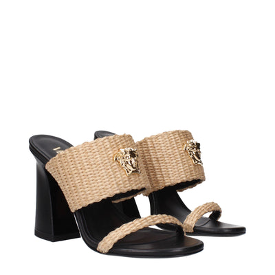 Versace Beige Raffia-Plateaus