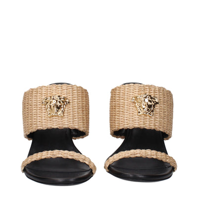 Versace Beige Raffia-Plateaus