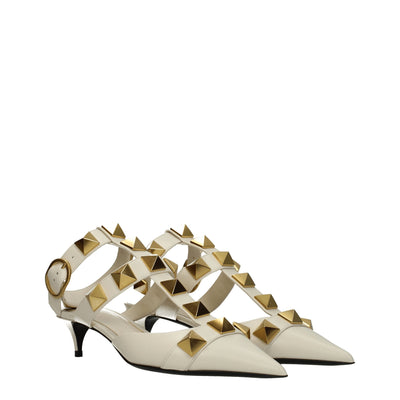 Valentino Garavani Beige Leder Stiletto Heels Sandalen