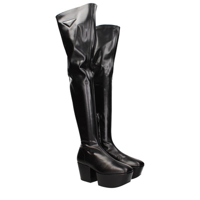 Prada Schwarzes Leder Over The Knee