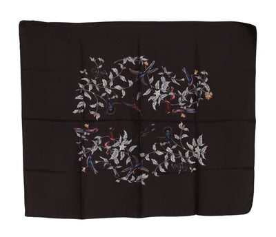 Dolce & Gabbana Braun 100% Seide Vogel Druck Wrap 80cm X 95cm RRP Schal