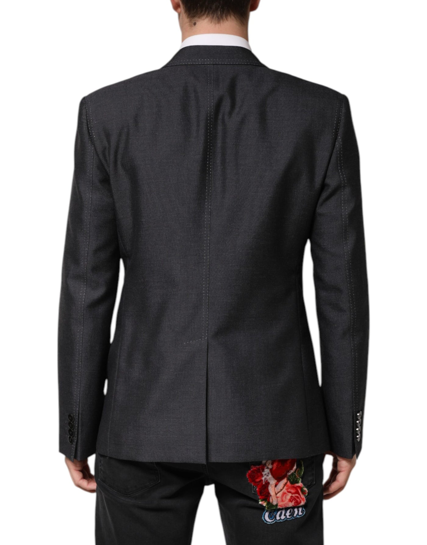 Dolce & Gabbana Dunkelgrauer Mantel mit Bienenstickerei SICILIA Blazer