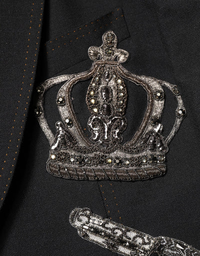Dolce & Gabbana Schwarzer Anzugmantel mit Bienenkrone und Blazer