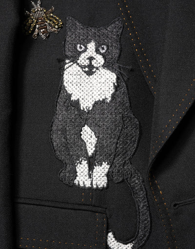 Dolce & Gabbana Schwarzer Anzugmantel mit Bienenkrone und Blazer