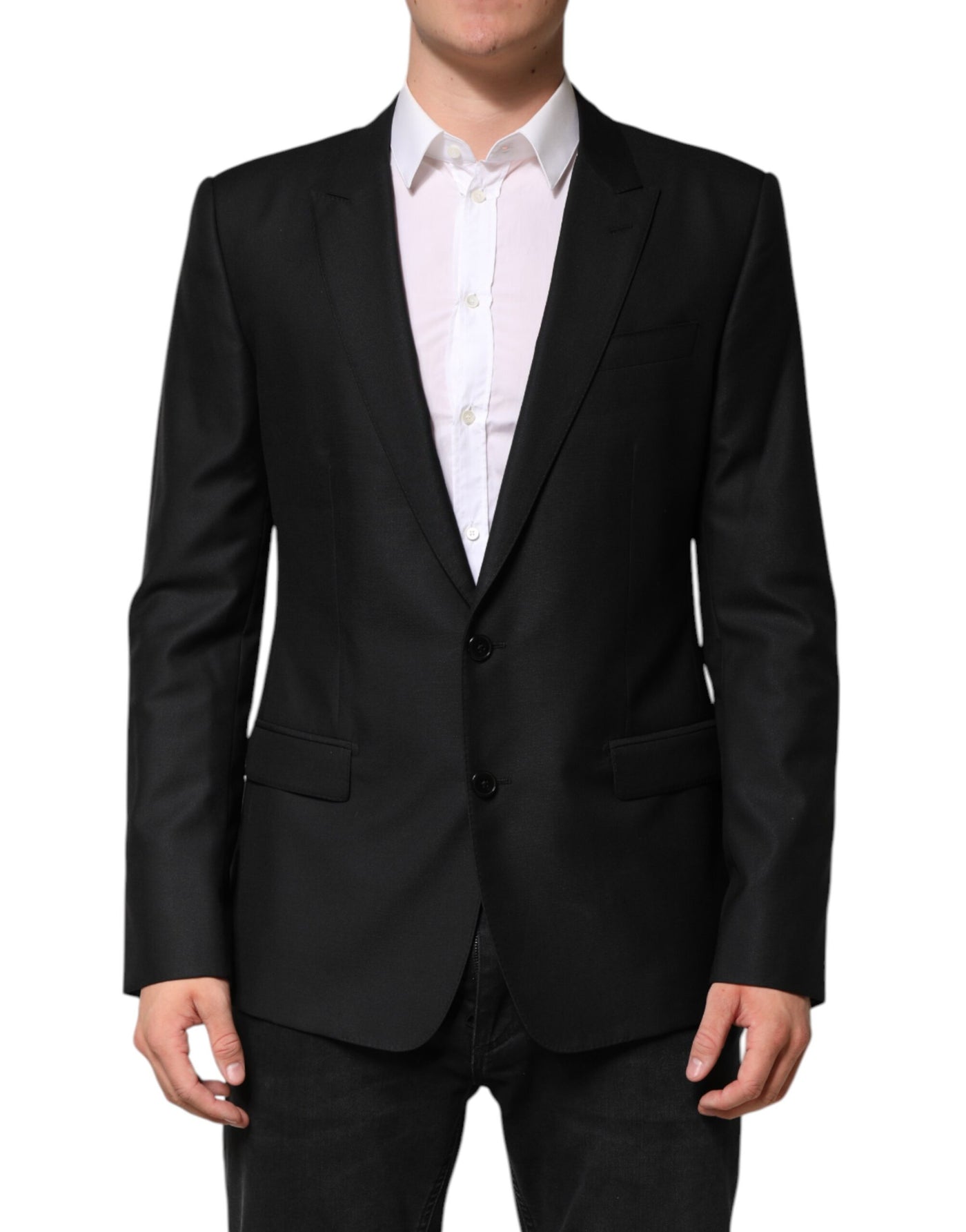 Dolce & Gabbana Schwarze einreihige Wolljacke Blazer