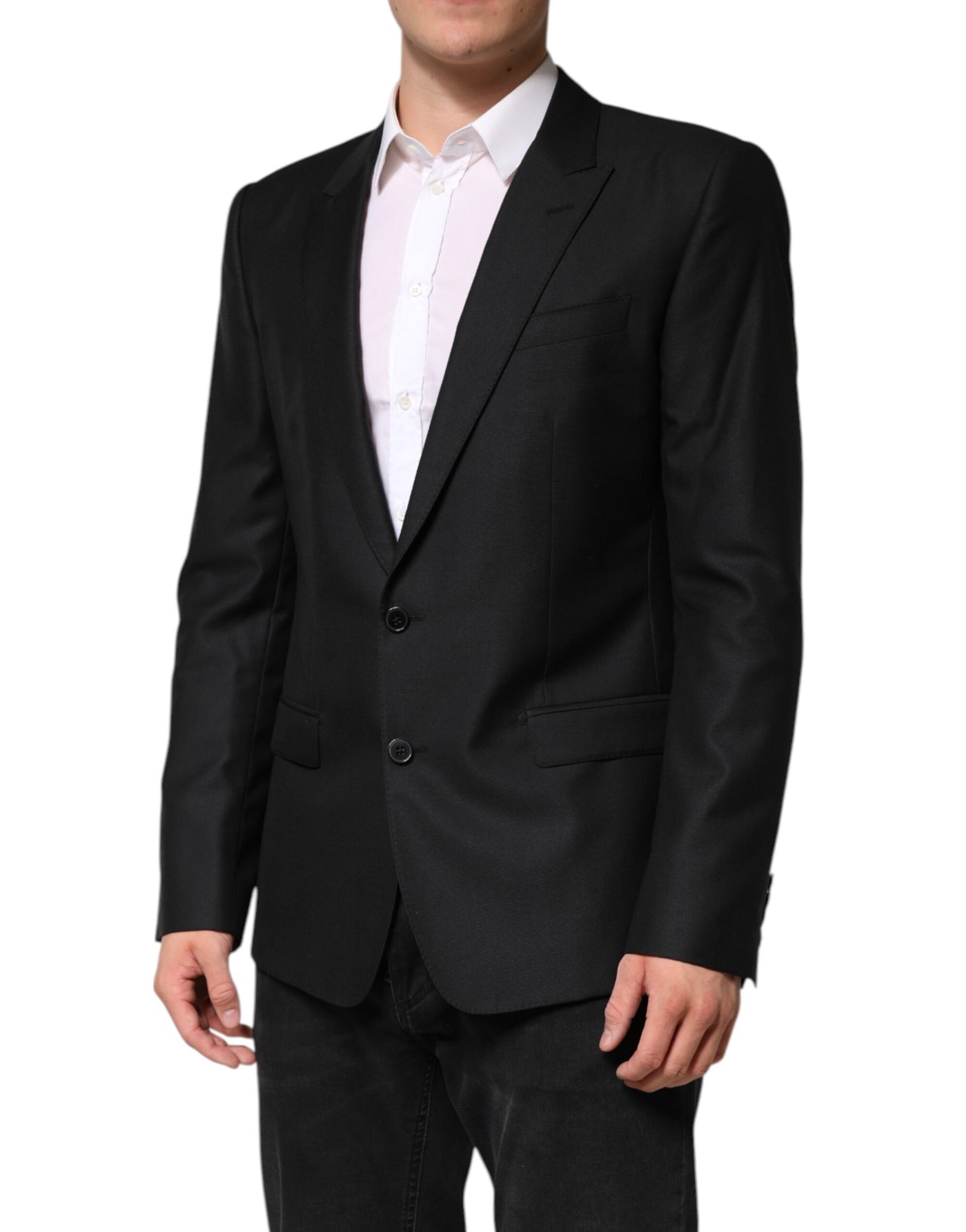 Dolce & Gabbana Schwarze einreihige Wolljacke Blazer