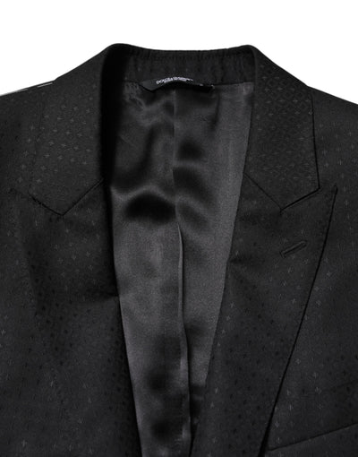 Dolce & Gabbana Schwarzer Jacquard-Anzug, einreihig, 2-teilig