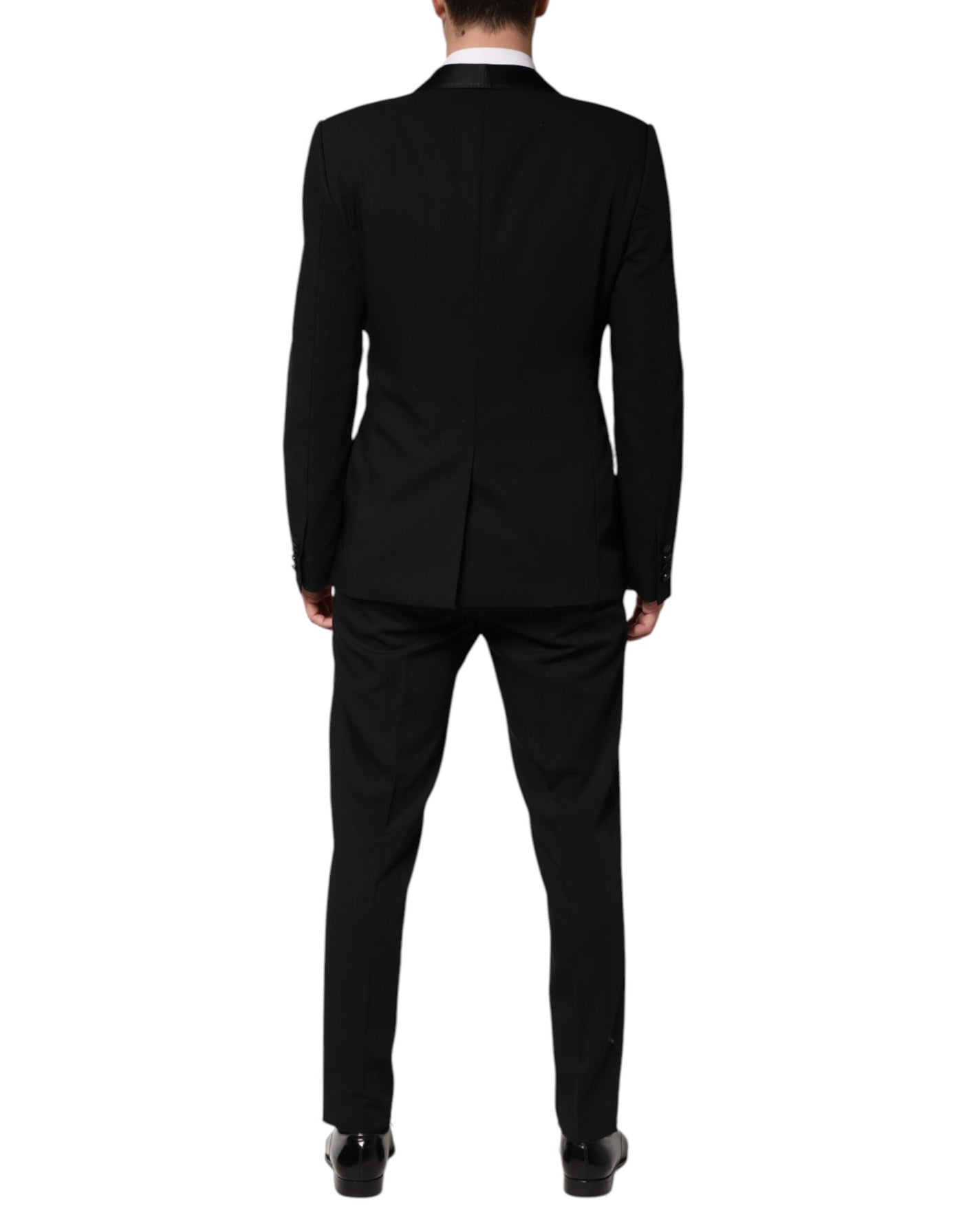 Dolce & Gabbana Schwarzer einreihiger Anzug aus Wolle (3 Teile)