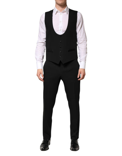 Dolce & Gabbana Schwarzer einreihiger Anzug aus Wolle (3 Teile)