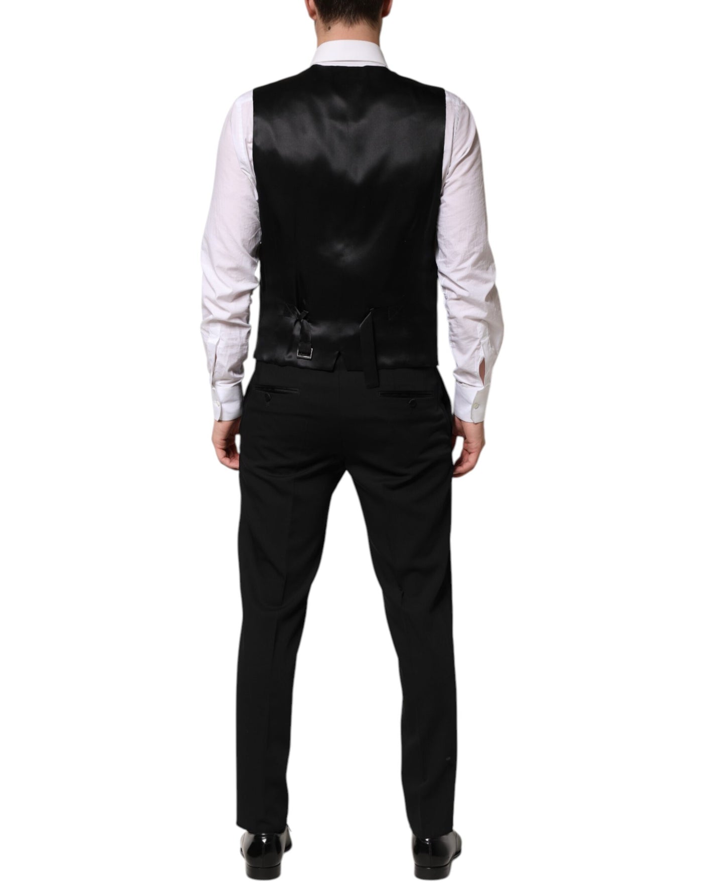 Dolce & Gabbana Schwarzer einreihiger Anzug aus Wolle (3 Teile)