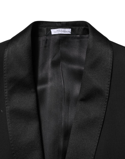 Dolce & Gabbana Schwarzer einreihiger Anzug aus Wolle (3 Teile)