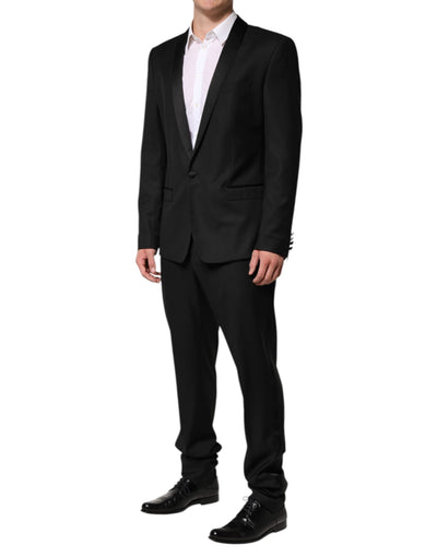 Dolce & Gabbana Schwarzer einreihiger 2-teiliger Anzug aus Wolle für Männer