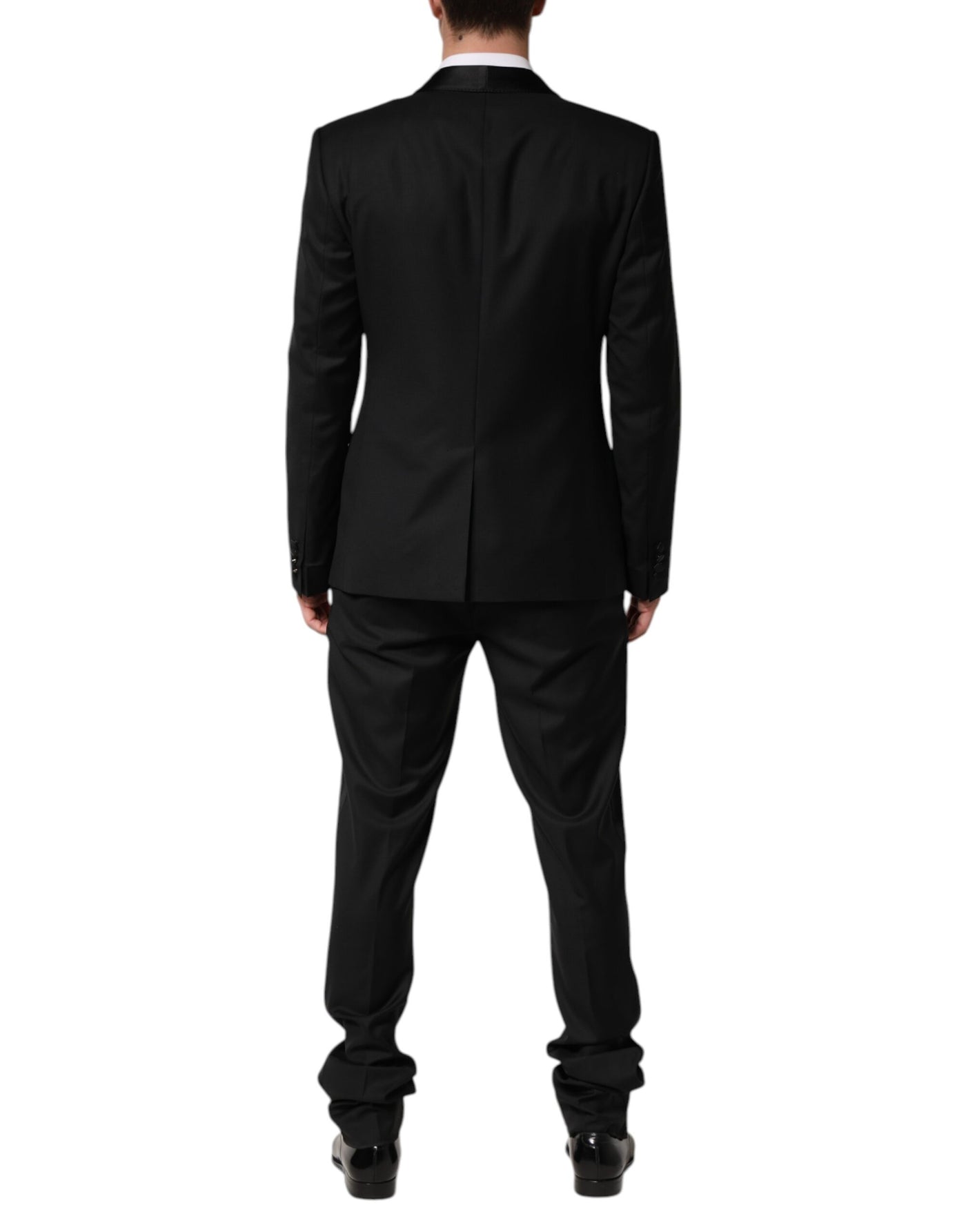 Dolce & Gabbana Schwarzer einreihiger 2-teiliger Anzug aus Wolle für Männer