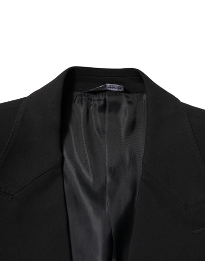 Dolce & Gabbana Schwarzer einreihiger 2-teiliger Anzug aus Baumwolle