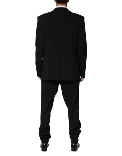 Dolce & Gabbana Schwarzer einreihiger 2-teiliger Anzug aus Baumwolle