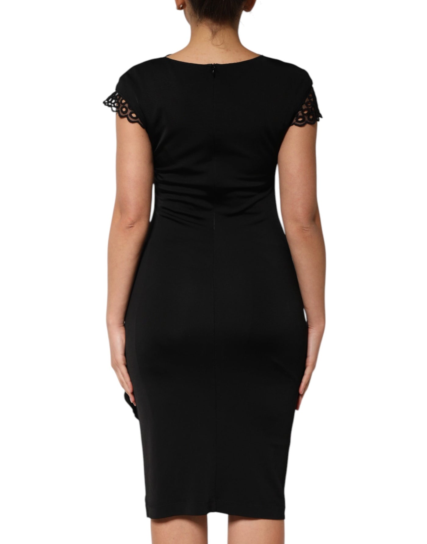 Roberto Cavalli Schwarzes Bodycon Kleid mit kurzen Ärmeln