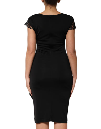 Roberto Cavalli Schwarzes Bodycon Kleid mit kurzen Ärmeln