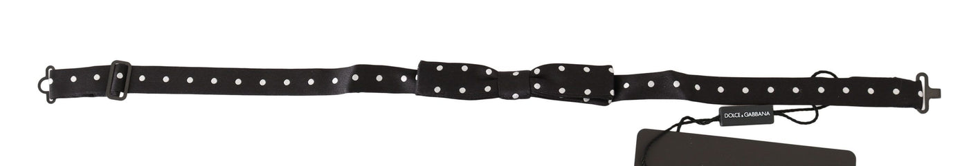 Dolce & Gabbana Schwarze 100% Seide Polka Dot Verstellbare Halsschleife