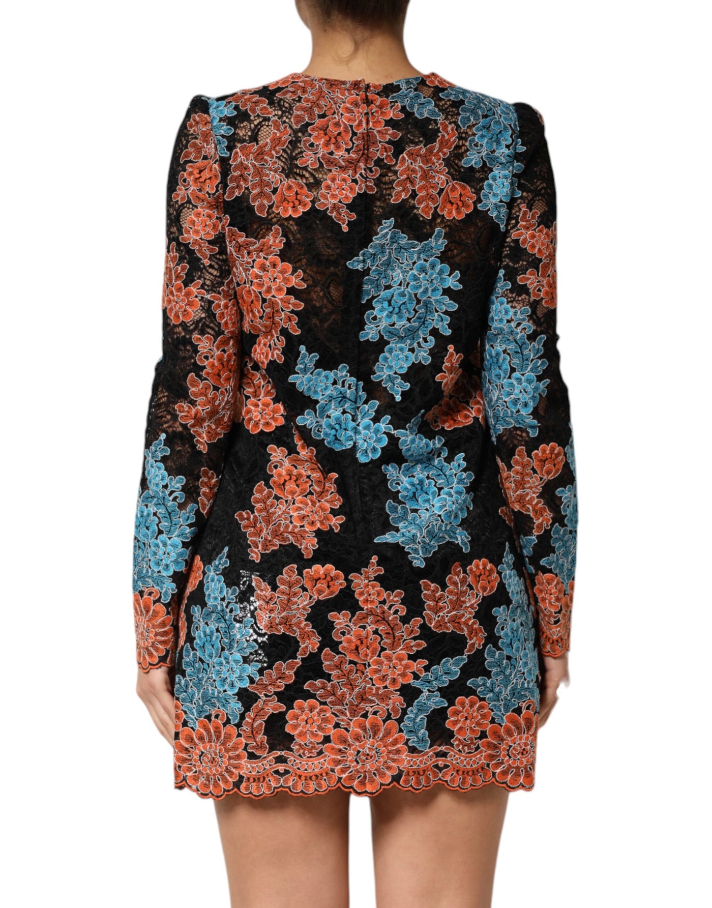 Dolce & Gabbana Multicolor Floral besticktes Shift-Minikleid