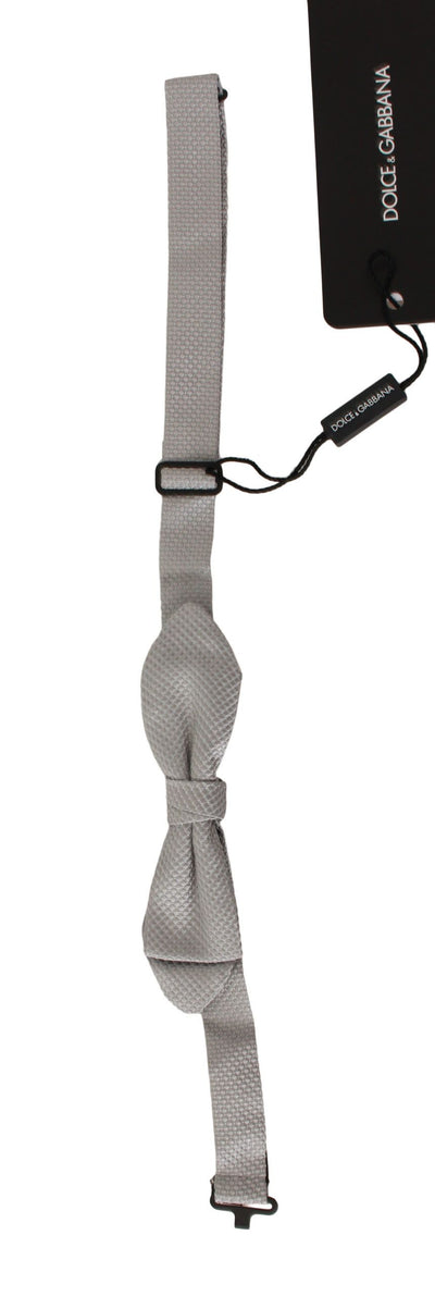 Dolce & Gabbana Graue 100% Seidenfaille Verstellbare Halsschleife Papillon