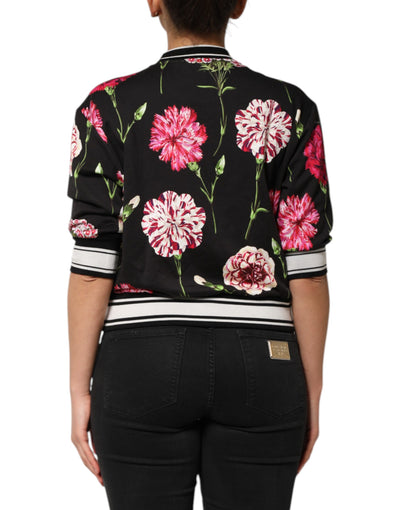 Dolce & Gabbana Schwarzes Baumwoll-Top mit Blumendruck und kurzen Ärmeln