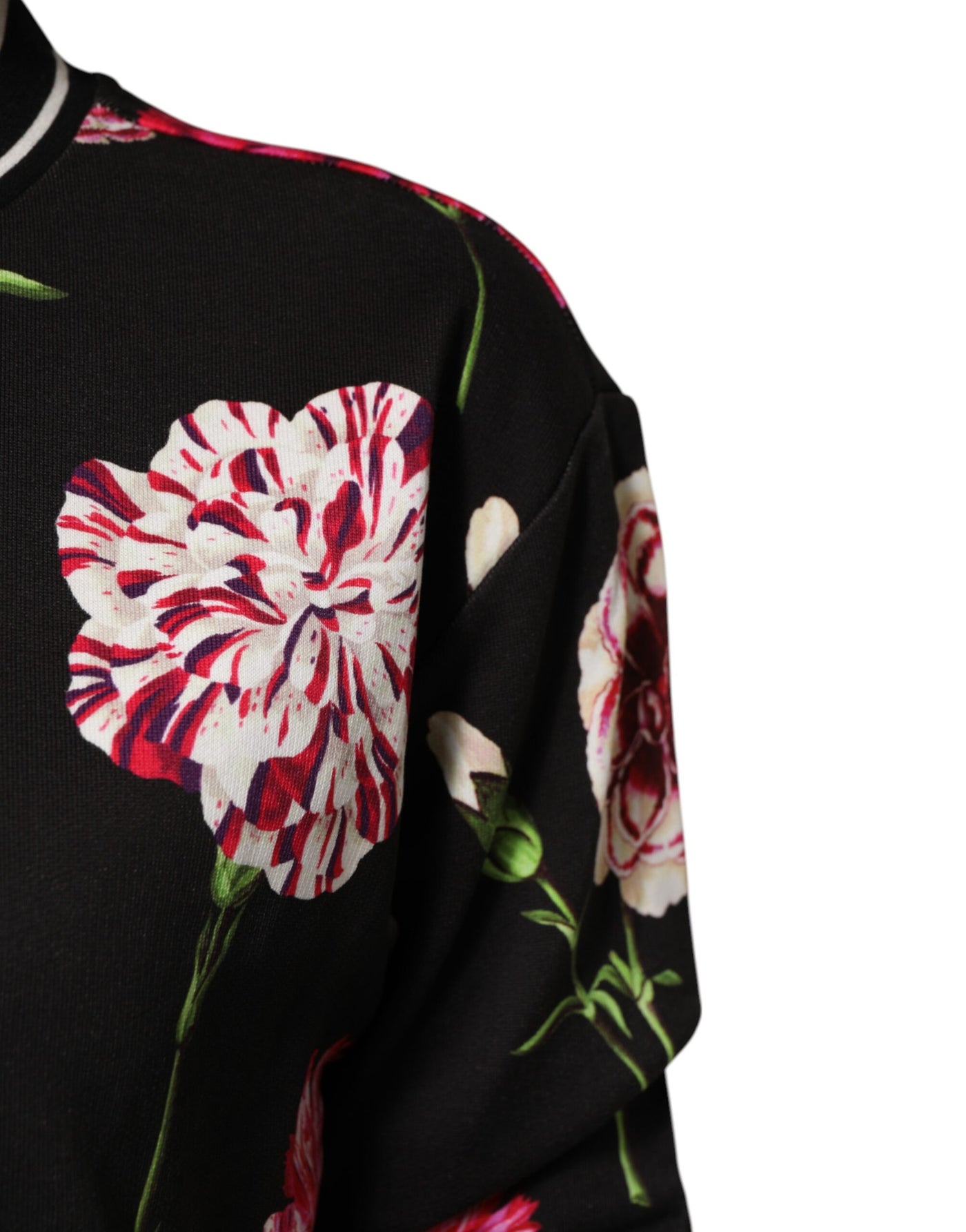 Dolce & Gabbana Schwarzes Baumwoll-Top mit Blumendruck und kurzen Ärmeln