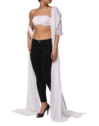 Dolce & Gabbana Weißes Bustier Korsett Geschnittenes Chiffon Top