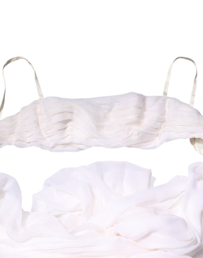 Dolce & Gabbana Weißes Bustier Korsett Geschnittenes Chiffon Top