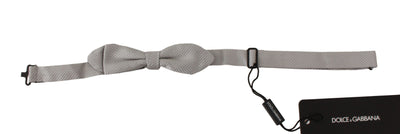 Dolce & Gabbana Graue 100% Seidenfaille Verstellbare Halsschleife Papillon