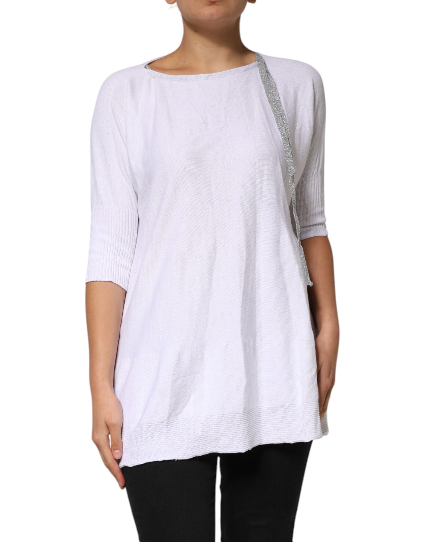 PINK MEMORIES Weiß Baumwolle Kurze Ärmel Rundhalsausschnitt Bluse Top