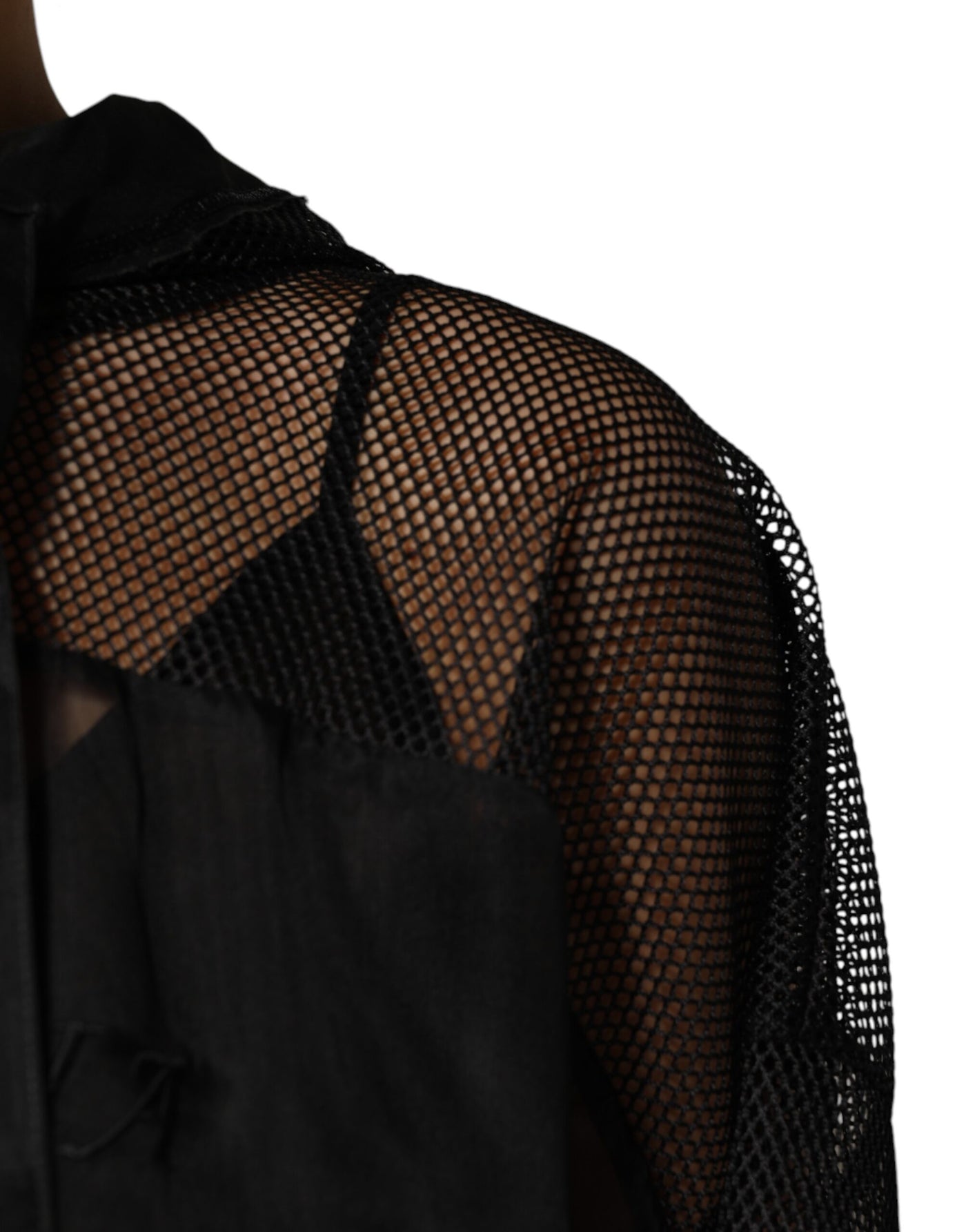 Dolce & Gabbana Schwarzer Pullover mit durchsichtiger Kapuze